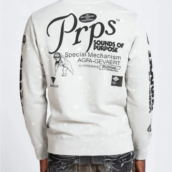 PRPS Sounds of Purpose Graphic Print Men's Sweater - White